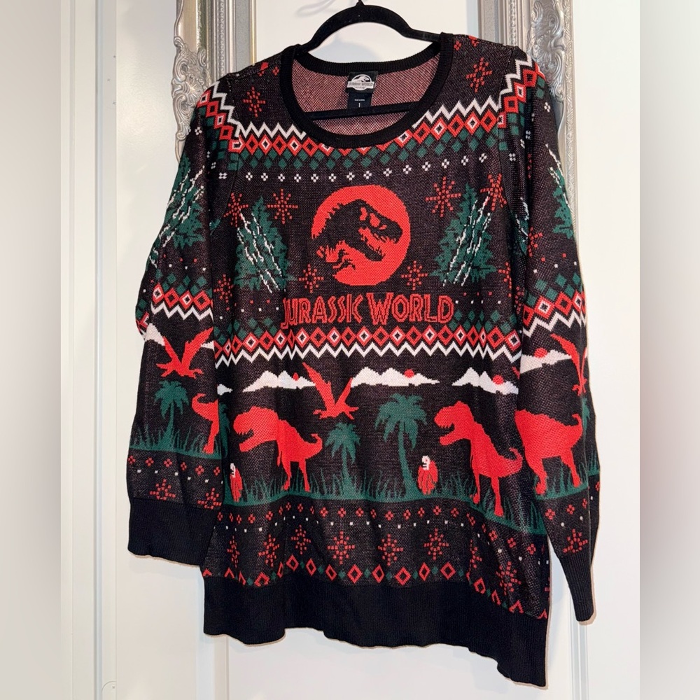 Torrid Plus Size 1 JURASSIC PARK World Pullover Fair Isle Ugly CHRISTMAS SWEATER